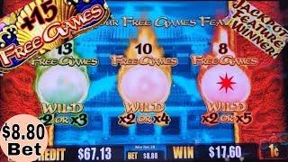 Dragon Of The Eastern Ocean Slot Machine $8.80 Max Bet BONUS WIN w/RETRIGGERS