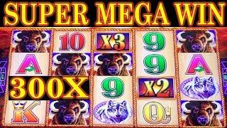 SUPER MEGA WIN 300X BET  BUFFALO GOLD WONDER 4 COIN SHOW RETRIGGER