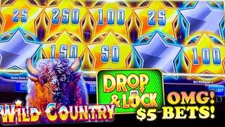 OMG!! I WAS BETTING $5 BETS AND WON BIG ON DROP & LOCK WILD COUNTRY AT THE CASINO