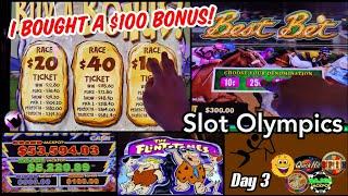 $100 Buy a Bonus on The Flintstones! + High Limit Best Bet Lightning Link! Slot Olympics Day 3