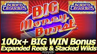 Big Money Burst Buried Treasures Slot Machine - BIG WIN 100x+ Free Spins Bonus with Expanded Reels!