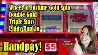 Wheel of Fortune Gold Spin  Handpay Double Gold Piggy Bankin and More Las Vegas Slot Play!