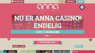 Anna Casino anmeldelse: Bonuskode = 1.000 kr. + 10 free spins