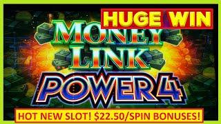 HUGE Win On Money Link Power 4! $22.50 Slot Machine Bets!