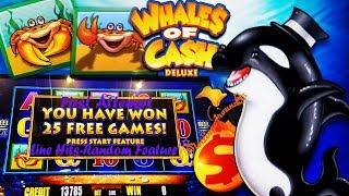 First attempt! Whales of Cash Deluxe slot machine! Nice slot win with line hits and bonuses
