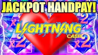 JACKPOT HANDPAY! LIGHTNING CASH HEART THROB  Slot Machine (Aristocrat)