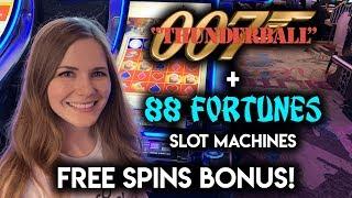 88 Fortunes Slot Machine Bonus! James Bond Thunderball Chip Re-Spin!