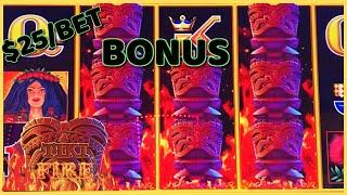 HIGH LIMIT Lightning Link Tiki Fire NICE WIN ️$25 MAX BET Bonus Round Slot Machine ️