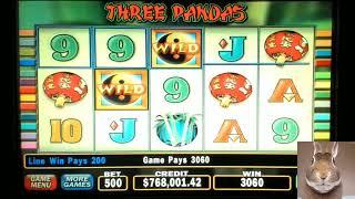High Limit Slot Play Bonus Round Three Pandas