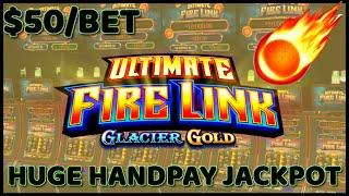 HIGH LIMIT Ultimate Fire Link Glacier Gold BIG HANDPAY JACKPOT $50 Bonus Slot Machine EPIC COMEBACK
