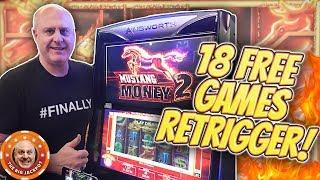 RETRIGGER BONU$! 18 Free Games JACKPOT  Mustang Money 2 | The Big Jackpot
