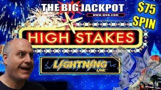 $75 / SPIN LIGHTNING LINK  FINALLY BIG WIN on HIGH STAKES