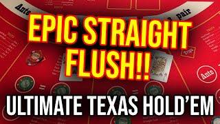 EPIC STRAIGHT FLUSH!! BIGGEST WINNING HAND EVER!! LIVE ULTIMATE TEXAS HOLD’EM! March 12th 2023