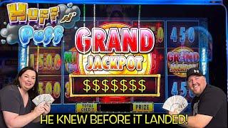 MASSIVE GRAND JACKPOT ON HUFF N PUFF!! JACKPOT HANDPAY ON A FAVORITE! HE CALLED IT BEFORE IT LANDED!