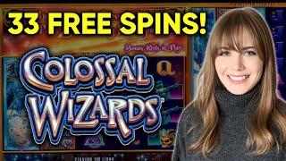 AWESOME 33 Free Spin BONUS! Colossal Wizards Slot Machine!