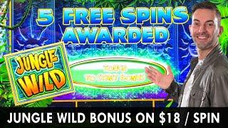 HIGH LIMIT Jungle Wild Bonus on $18 / Spin  Up to $40/Spin on Coyote Moon!