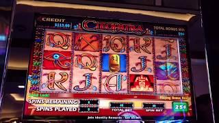 Retrigger BIG WIN on Freeplay Cleopatra slot machine $10 bet pokie free spin bonus