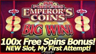 88 Fortunes Emperor's Coins Slot Machine - 100x BIG WIN Free Spins Bonus in My First Attempt!