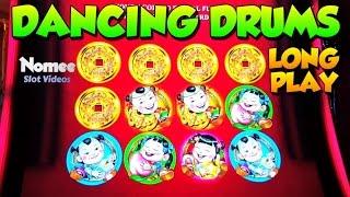 DANCING DRUMS Slot Machine - Long Play with Bonuses and Many Progressives