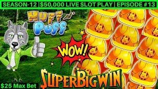 High Limit Huff N Puff Slot Machine $25 Max Bet Bonuses & Big Wins |Season-12 | Episode #13