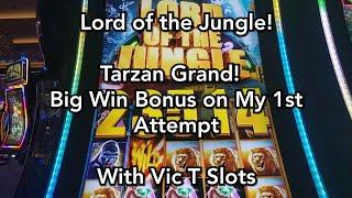 Lord of the Jungle!  Tarzan Grand - Big Win Bonus on My 1st Attempt!  With Vic T Slots