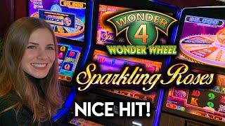 Great Hit On Sparkling Roses Slot Machine! Wonder 4 Timberwolf BONUS!