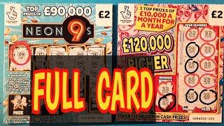 WOW!..""FULL CARD"".FANTASTIC..NEON 9s..£120,000 RICHER..HIDDEN TREASURE..£100 DOUBLER..DOUBLE MATCH