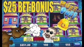 $25 BET! HIGH LIMIT HUFF N PUFF SLOT MACHINE! STILL SEARCHING FOR THAT JACKPOT!