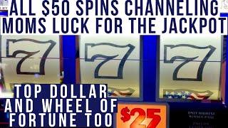 JACKPOT Hand pay!  All $50 Spins! Triple Stars Top Dollar & Wheel of Fortune Old School Slots to Win