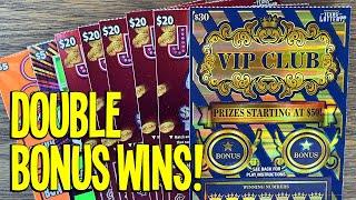 DOUBLE BONUS WINS! 2X $30 VIP Club ⫸ $200 TEXAS LOTTERY Scratch Offs