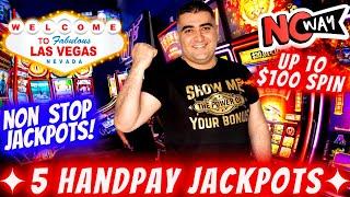 5 Handpay Jackpots ! Unbelievable Winnings On HIGH LIMIT SLOT MACHINES - Up To $100 Bet JACKPOTS