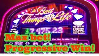 Progressive Win!! The Best Things in Life Slot Machine, $5 Max Bet, Live Play, By WMS