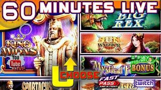 60 MINUTES LIVE  WMS GAME CHEST! U-CHOOSE  KING MIDAS, SPARTACUS & MORE!