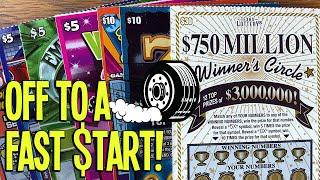 OFF TO A FAST $TART!  2X $30 Winner's Circle  $140 TEXAS LOTTERY Scratch Offs