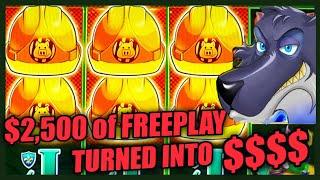 $2500 FREEPLAY INTO HIGH LIMIT Lock It Link Huff N' Puff  $25 BONUS ROUND Slot Machine Casino