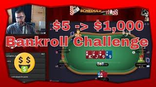 $5 to $1000 Cash Game Poker Bankroll Challenge | Rounder Casino