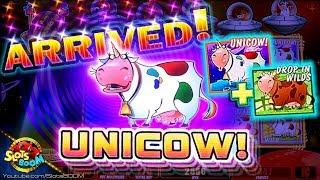 UNICOW!!! CRAZY $1000+ TO GO!!! Invaders Return From The Planet Moolah!!! 1c WMS Slots