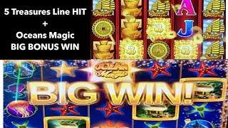 88 Fortunes Huge Line Hit + Oceans Magic Big Win in the Bonus ! Aria Las Vegas
