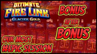 Ultimate Fire Link Glacier Gold EPIC SESSION HIGH LIMIT $50 MAX BET Bonus Slot Machine Casino