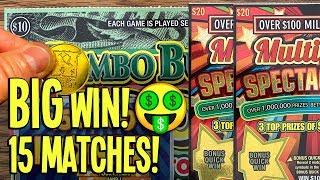 BIG WIN! 15 MATCHES!  **NEW** JUMBO BUCKS + Multiplier Spectacular  TX Lottery Scratch Offs