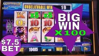 Buffalo Deluxe Slot Machine Bonus SUPER BIG WIN  Win $7.5 BET!!!  X25 MULTIPLIER!!!