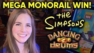 AMAZING Monorail Bonus! The Simpsons Slot Machine! Dancing Drums Mystery Pick BONUS!