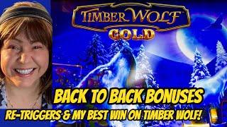 Last Spin Back to Back Bonuses & Re triggers! Timber Wolf Gold