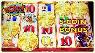 WOW 5 COIN BONUS TRIGGER BUFFALO GOLD