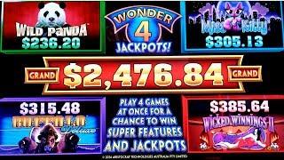 Wonder 4 Wicked Winnings 2 Slot Machne Bonuses Won | Bonuses & Nice Line Hit | Live Slot Play