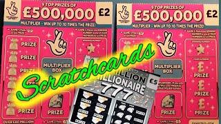 THURSDAY NATIONAL LOTTERY SCRATCHCARDS..GOLDEN FORTUNE..£500,000 PINK..MILLIONAIRE 777