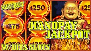 HIGH LIMIT Dragon Link HAPPY & PROSPEROUS HANDPAY JACKPOT $25 Bonus Round Slot Machine w/ Dita Slots