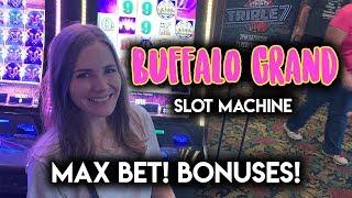 Buffalo Grand Slot Machine! LONG SESSION! LOTS OF BONUSES!!