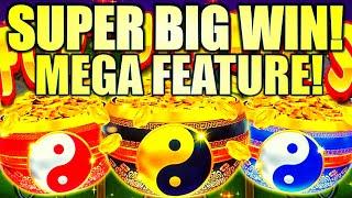 SUPER BIG WIN! MEGA FEATURE!!  FORTUNE POTS DRAGON’S LAW Slot Machine (KONAMI GAMING)