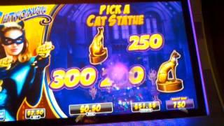 aristocrat Batman slot machine feature wheel  Catwoman feature Max bet